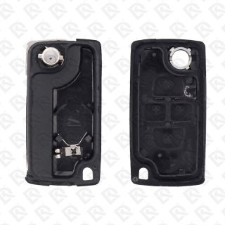 PEUGEOT CITROEN REMOTE HEAD FLIP KEY SHELL WITH BATTERY SPACE 4BUTTONS HU83 BLADE - AFTERMARKET